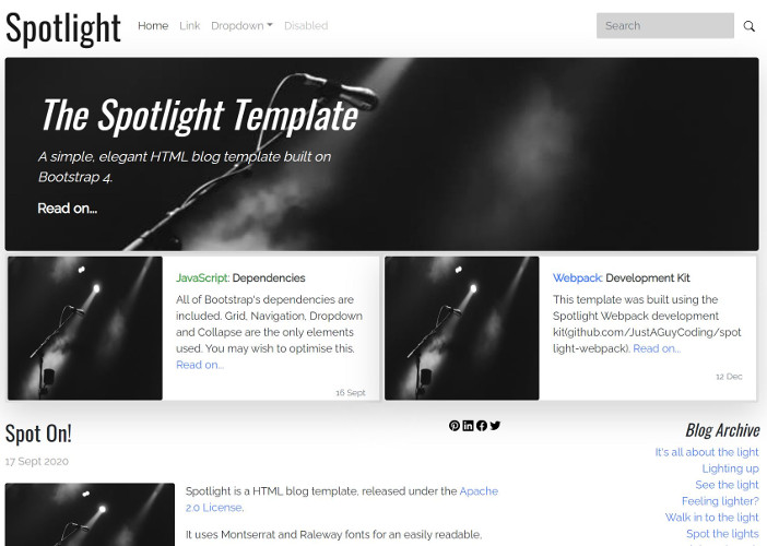 Spotlight template screen shot